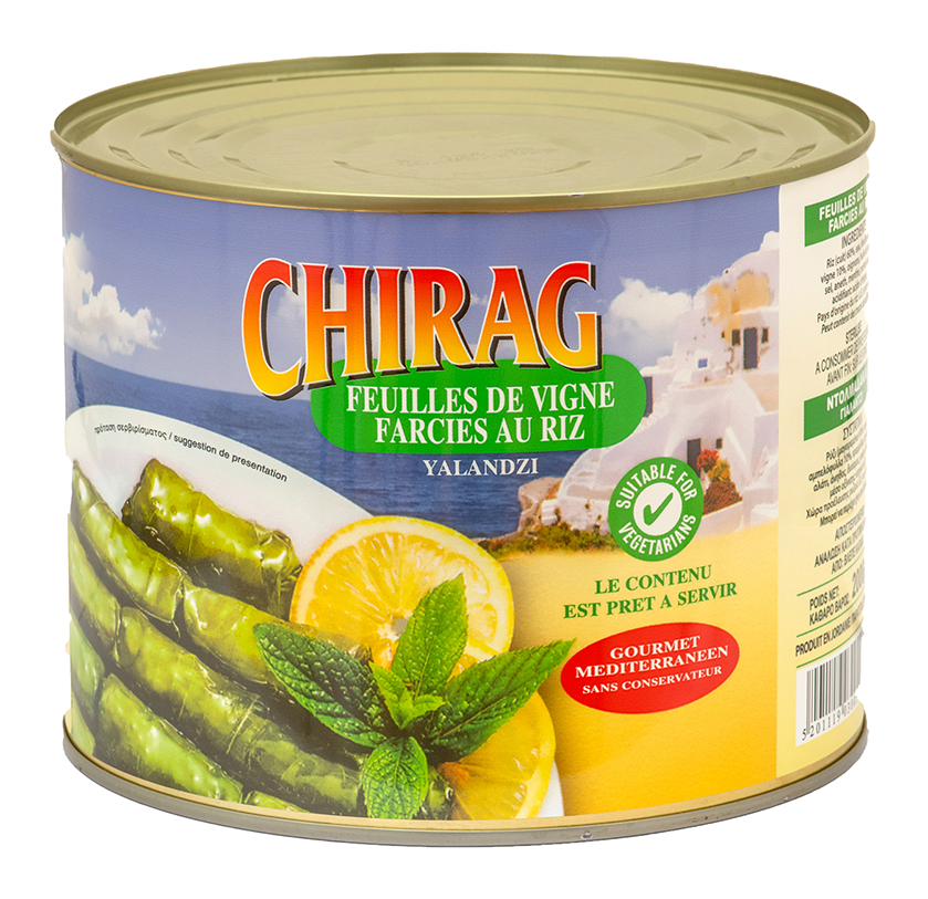 FEUILLES DE VIGNE FARCIES AU RIZ "CHIRAG" 2kgs