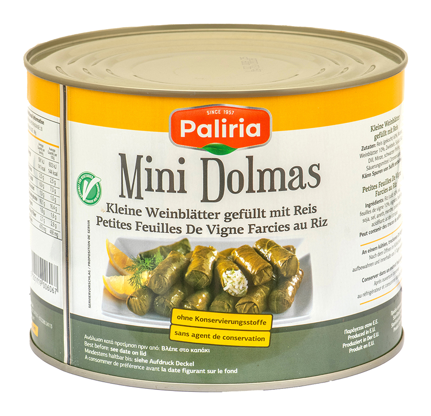 MINI FEUILLES DE VIGNE FARCIES AU RIZ "PALIRRIA" 2kgs