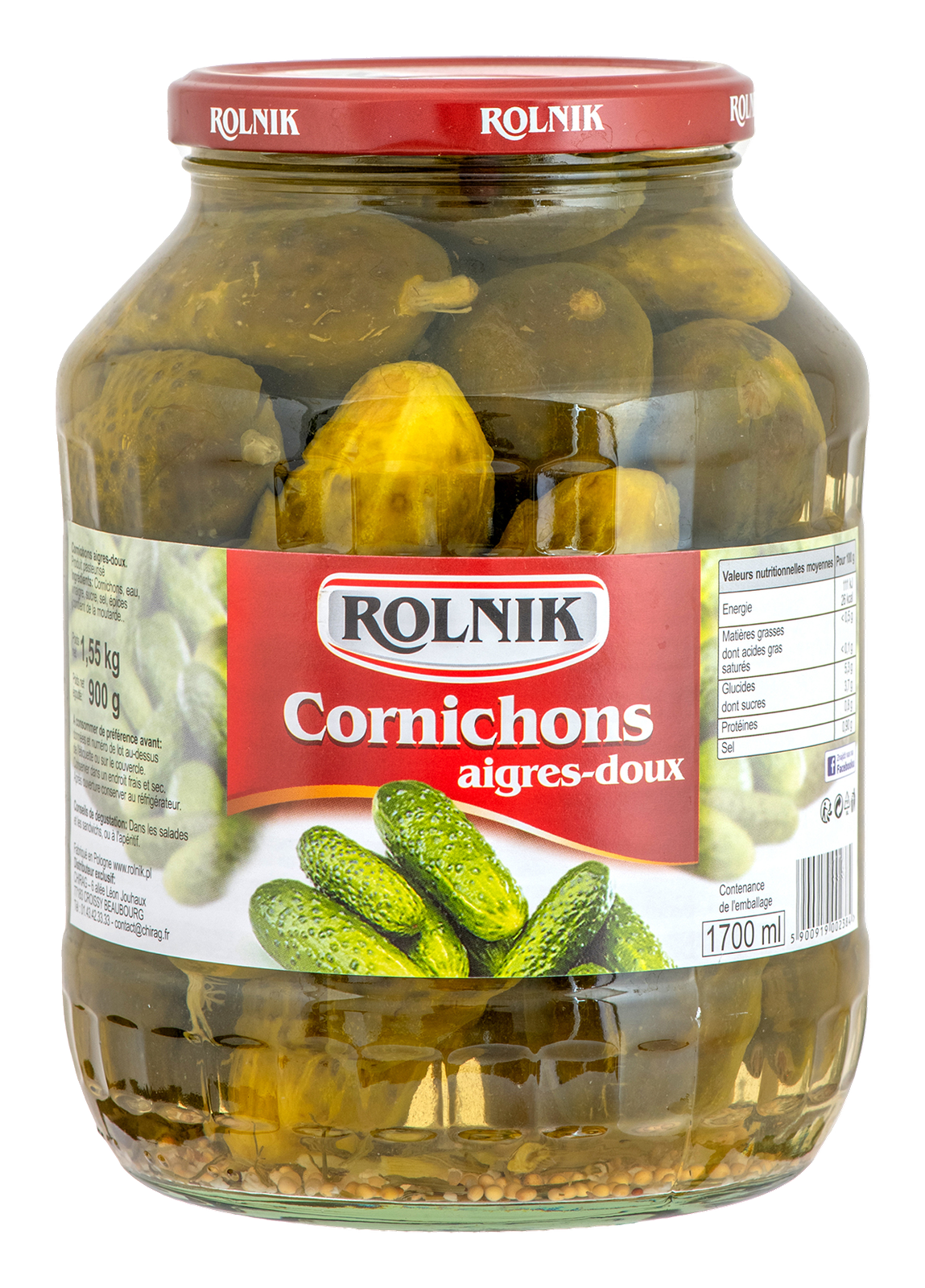 CORNICHONS AIGRES-DOUX 1700ml