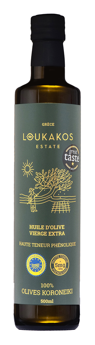 HUILE D'OLIVE VIERGE EXTRA IGP "LOUKAKOS" (Haute teneur phénolique) 0,50L
