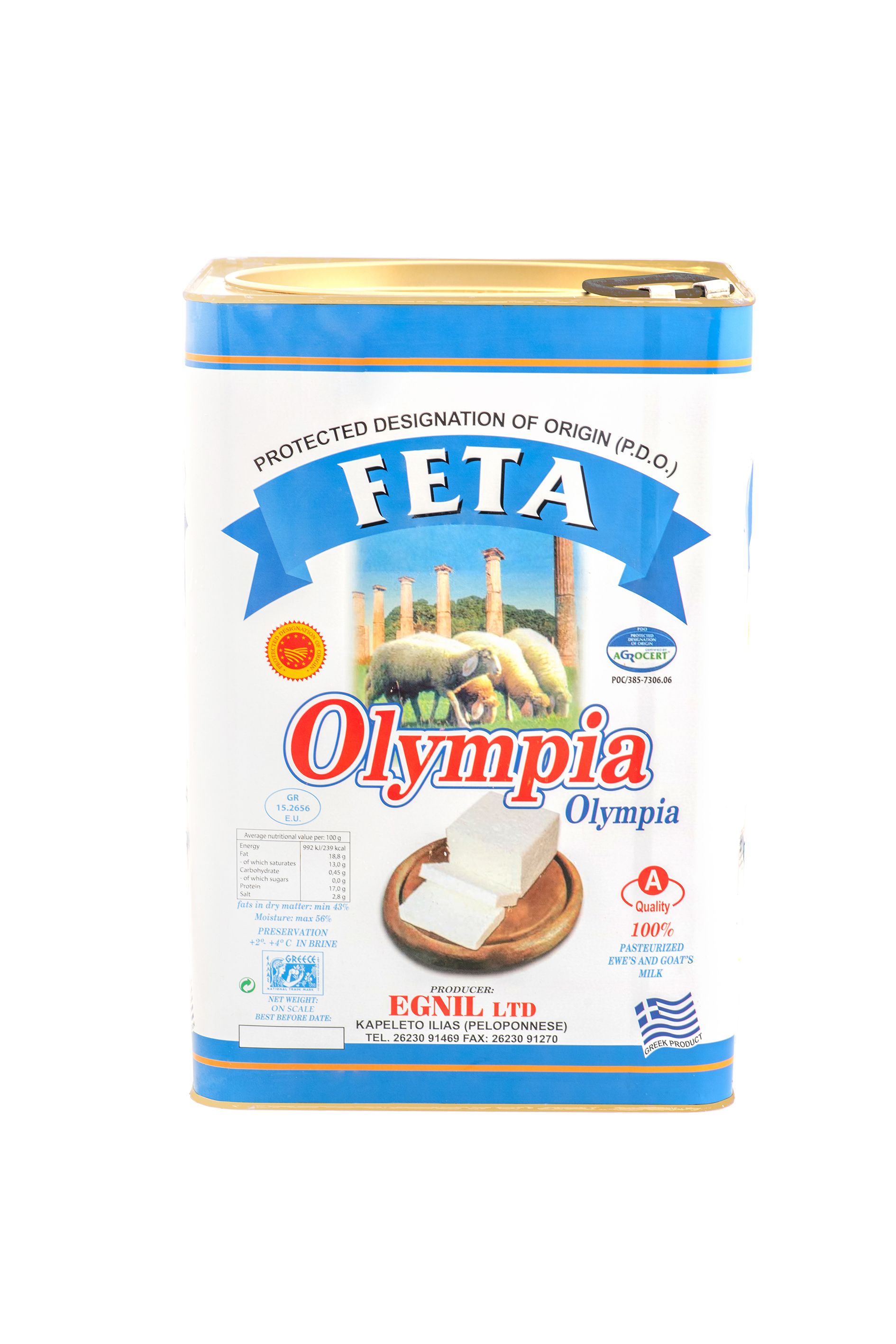 FETA AOP "OLYMPIA by EGNIL" (en saumure) 43% MG 15kgs