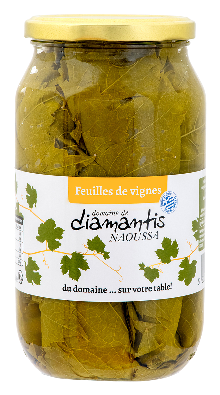 FEUILLES DE VIGNES (en saumure) de NAOUSSA "DIAMANTIS" 550gr (400g net égoutté)