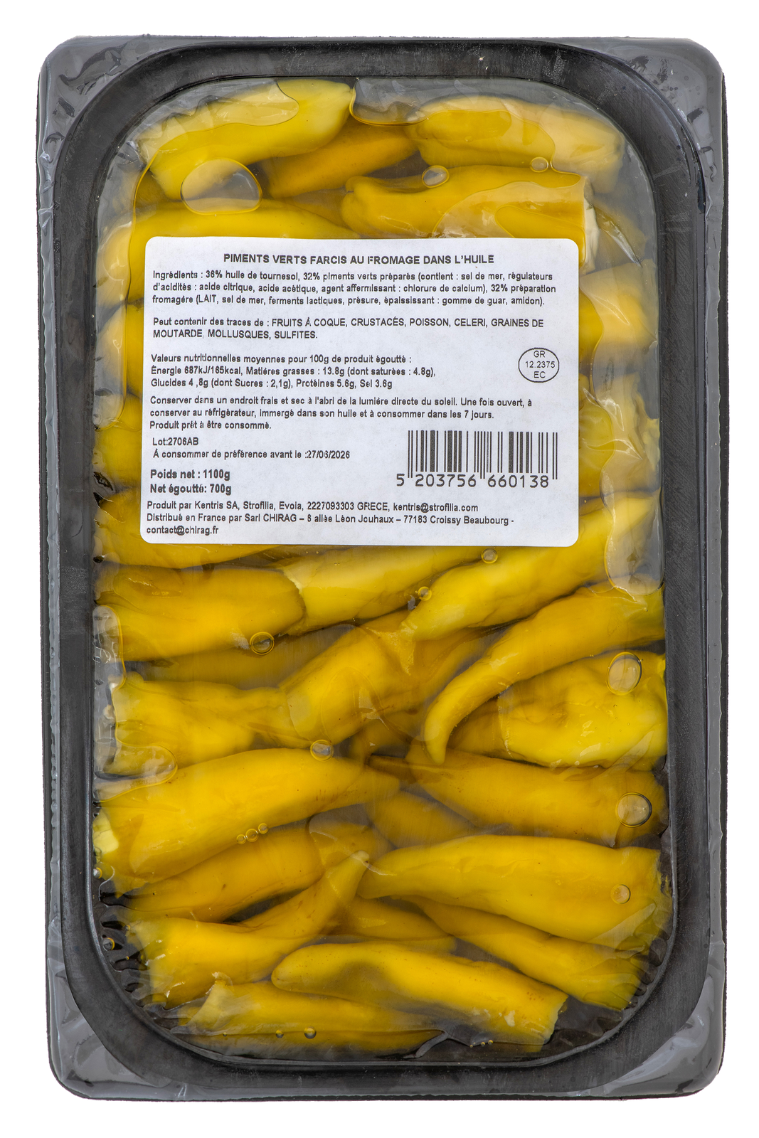 PIMENTS VERTS FARCIS AU FROMAGE DANS L'HUILE 1.1kg