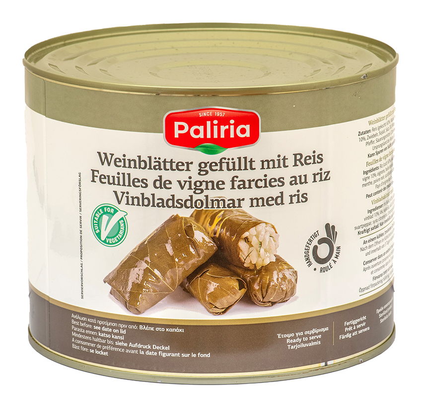 FEUILLES DE VIGNE FARCIES AU RIZ "PALIRIA" 2kgs