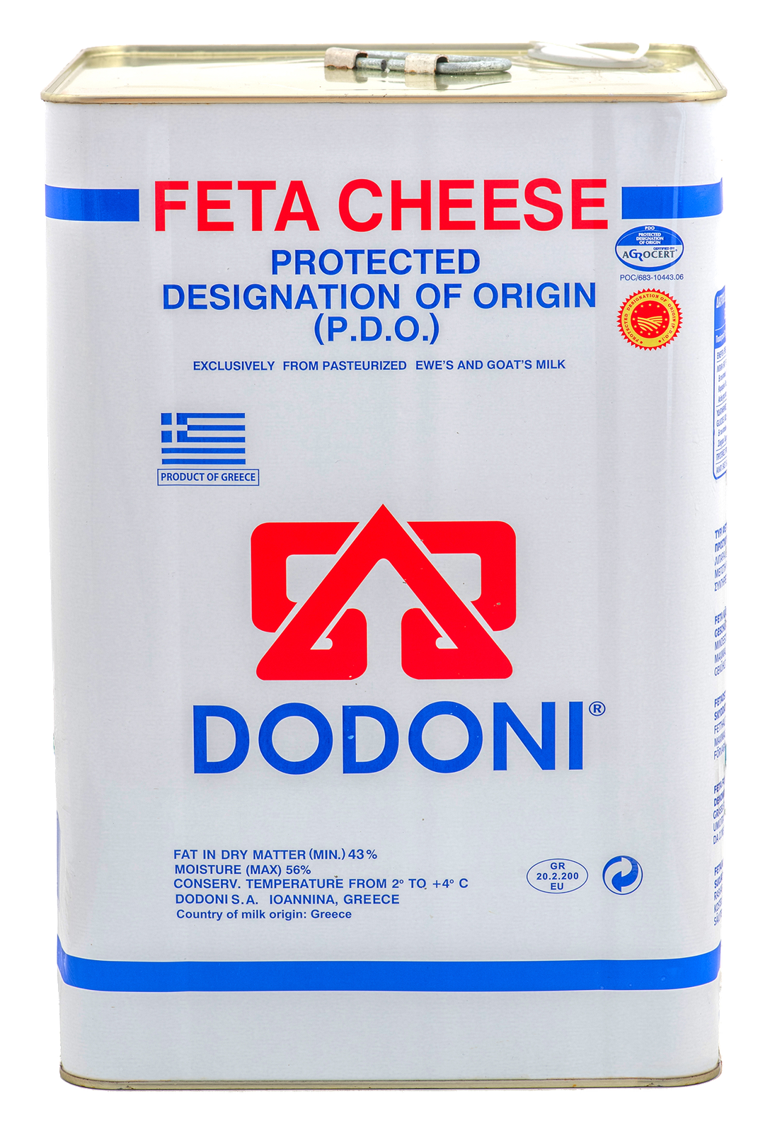 FETA AOP "DODONI" (en saumure) 43% MG ~ 15,2kgs