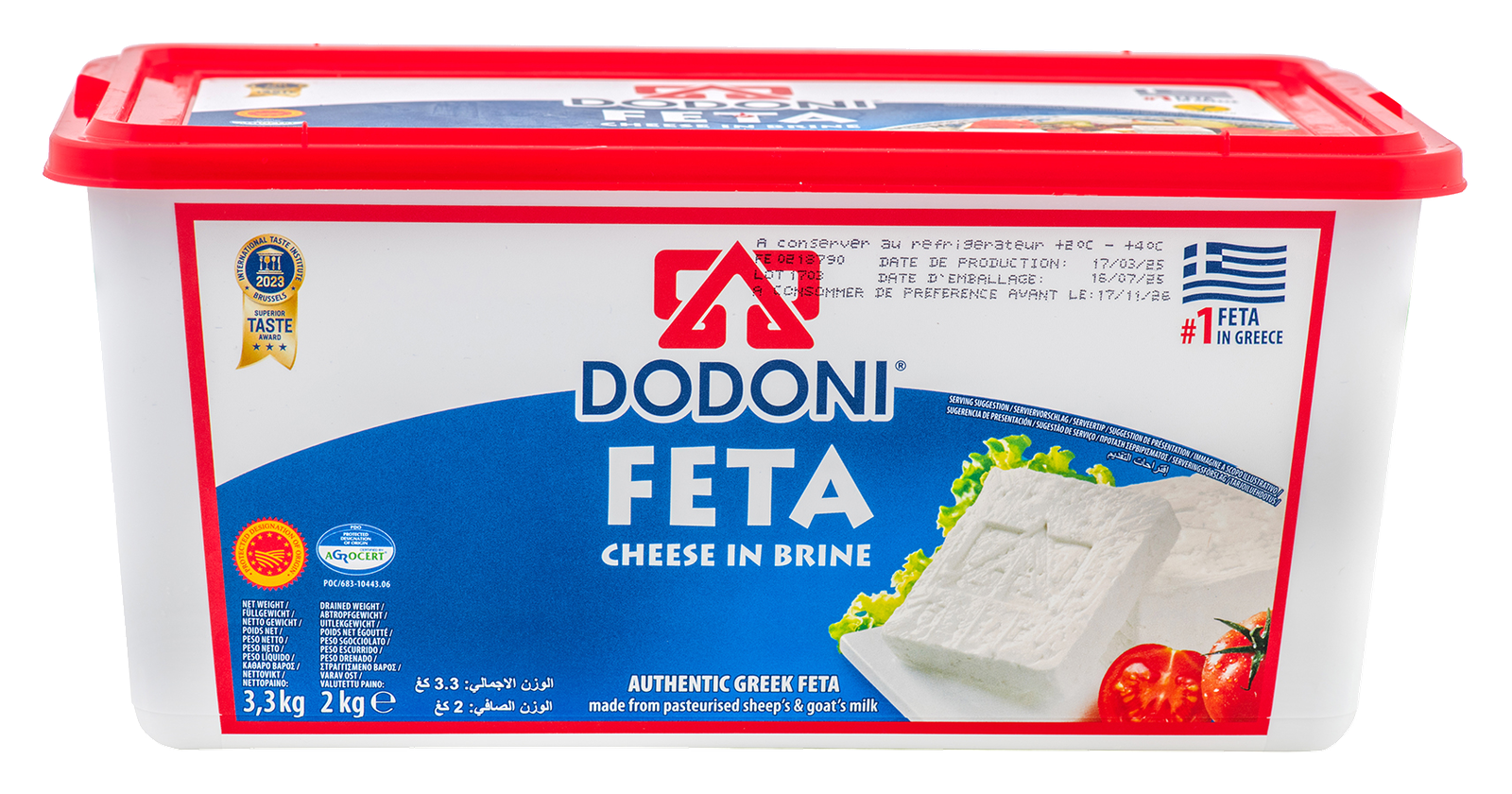 FETA AOP "DODONI" (en saumure) 43% MG 2kgs