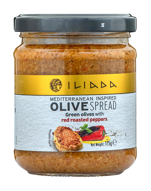 TARTINADE D'OLIVES VERTES AVEC POIVRONS ROUGES GRILLES ILIADA 175gr