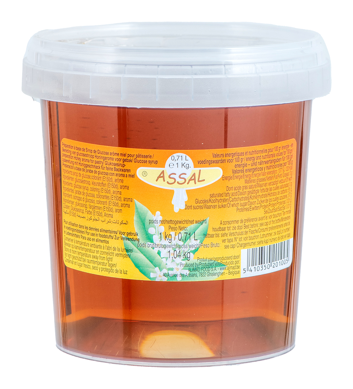 SIROP DE GLUCOSE "ASSAL" AROMATISE AU MIEL 1kg