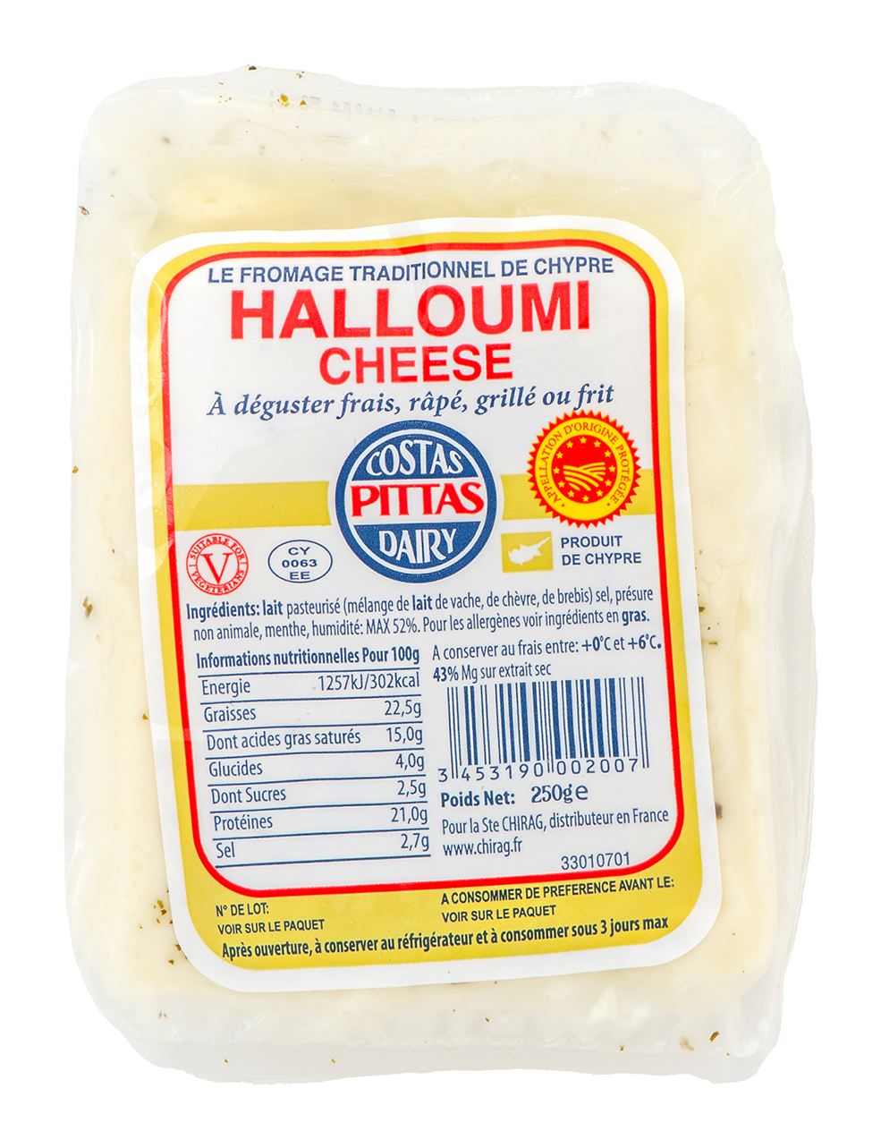 HALLOUMI "PITTAS" (lait de mélange) 43%MG - 40 x 250gr